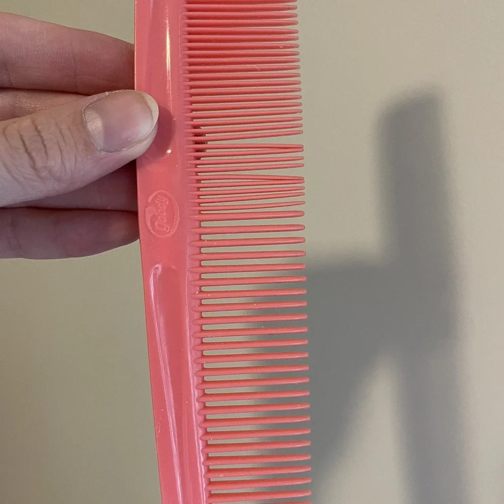 Vintage Goody Light Pink Plastic Hair Comb‎ Made in USA Wide Pocket Unbreakable